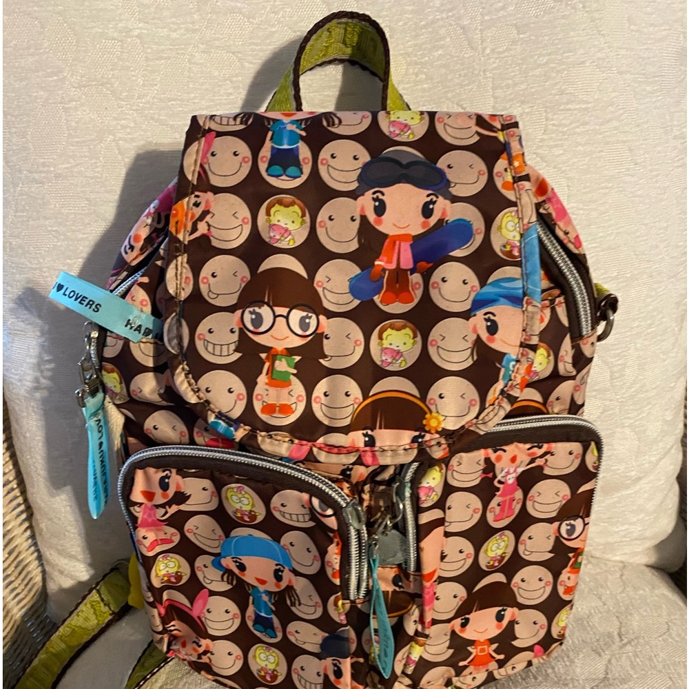 Y2K Gwen Stefani Harajuku Lovers Small Brown Backpack With Harajuku Lovers Charm